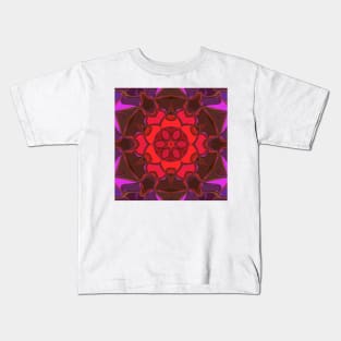 Cartoon Mandala Flower Red Pink and Purple Kids T-Shirt